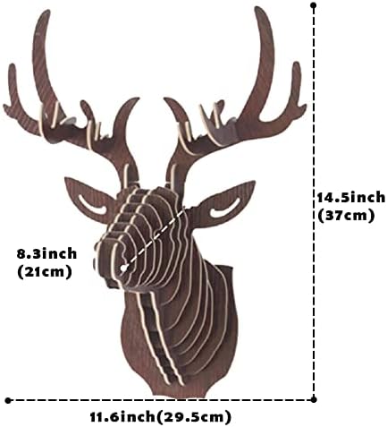 Hooshing Wall Decor Deer Head 3D Wooden Puzzle Sculpture