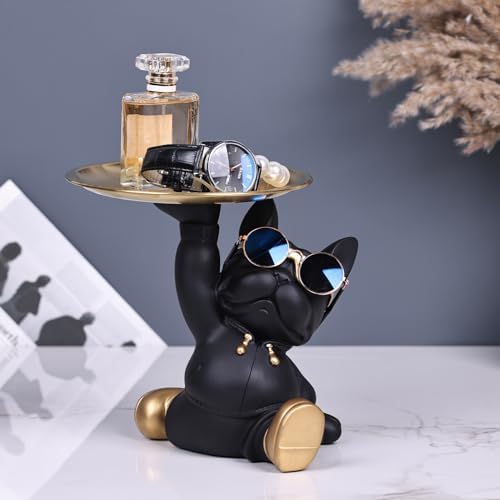 French Bulldog Butler Statue with Key Tray
