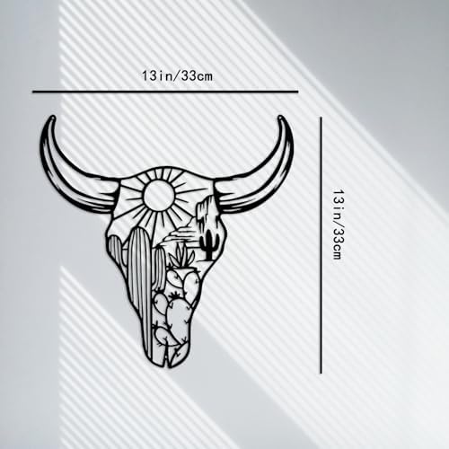 RESACO Cow Skull Metal Wall Art 13x13in Black