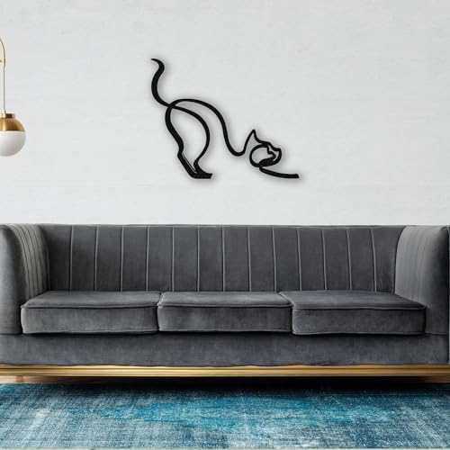 Minimalist Cat Figure Metal Wall Art 18x14 Inch