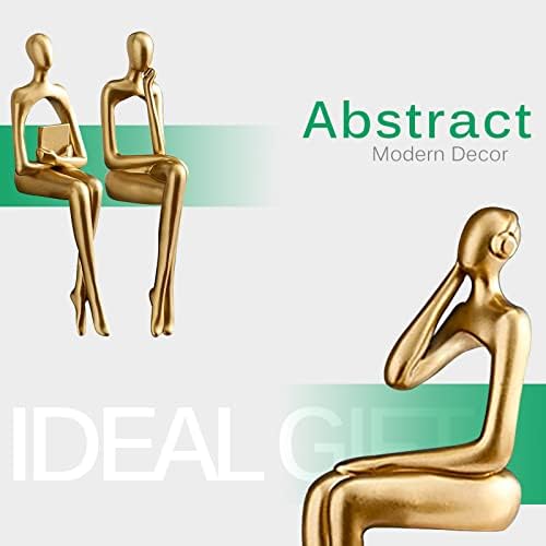 3PCS Gold Resin Thinker Statue Set