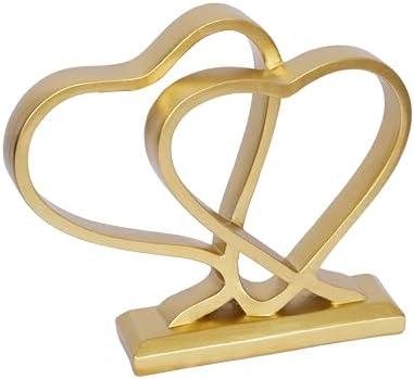 Modern Gold Heart Sculpture Decor for Home Office