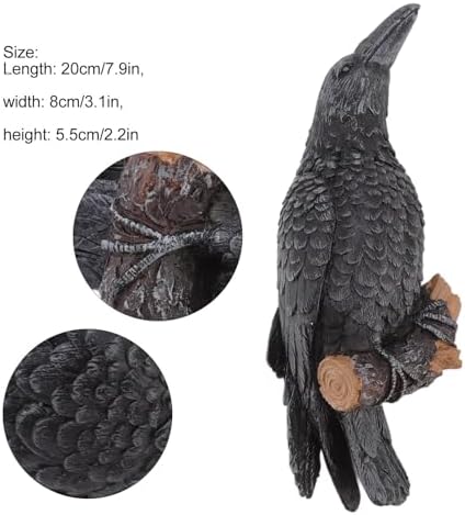 Cyrank Resin Raven Statue Black Wall Mountable Decor