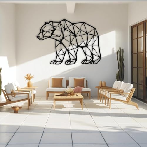 XXQ Metal Wall Art Geometric Bear 48x32