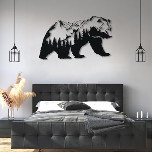 Stylish Metal Bear Wall Sculpture 29x14 Gold
