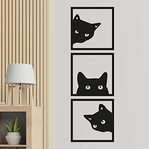 GM Grow 3-Piece Black Cat Wall Sculptures