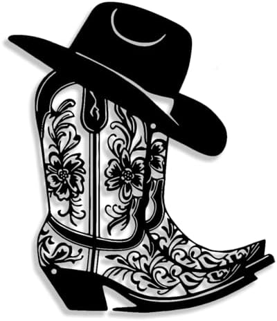 Rajukit Metal Western Cowgirl Boot Wall Decor Black