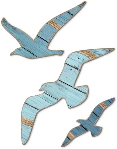 Putuo Decor 3pcs Wooden Seagull Wall Decor Set