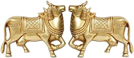 ARTVARKO Brass Kamdhenu Cow Pair Wall Hanging Statue