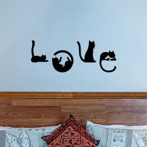 LONG XIN 4PCS Metal Cat Wall Art Decor