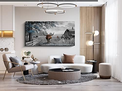 Yiijeah Large Brown Cow Wall Art 58x29 Inches