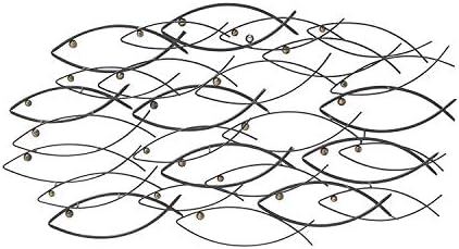 Bellaa 40 Inch Metal Fish Wall Art Sculpture