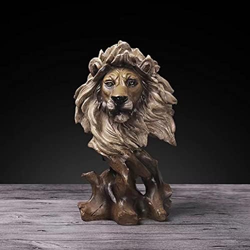 Resin Lion Head Statue for Home Office Desk Decor