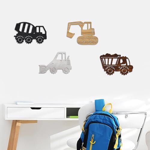 CAKIROTS Wooden Construction Vehicles Wall Decor