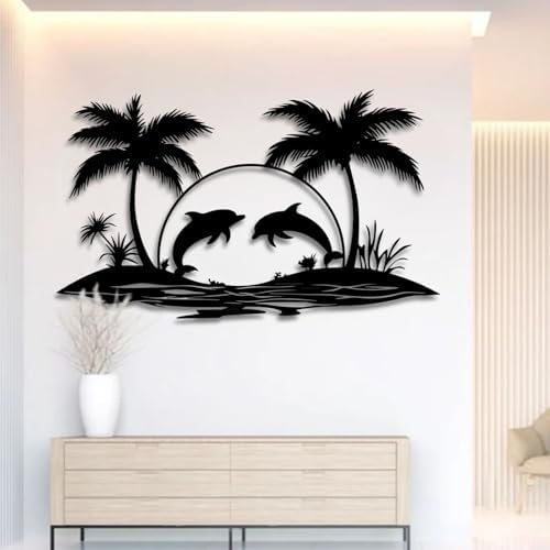 ENJOYOO Coastal Metal Wall Art Dolphin Decor