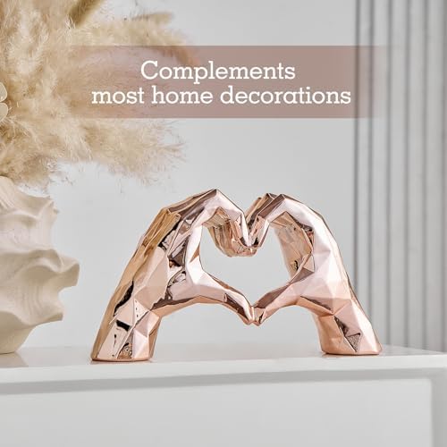 Rose Gold Heart Hands Sculpture Modern Art Decor