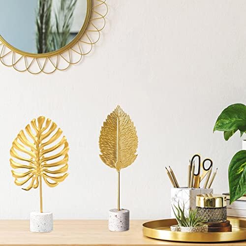 Modern Gold Leaf Statues Desktop Decor Sculpture with Base