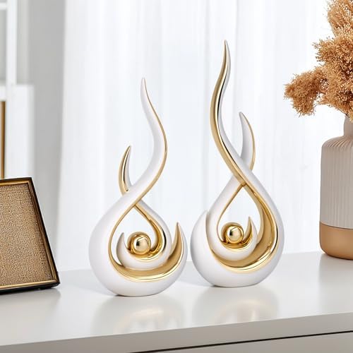 Modern Abstract Art Ceramic Flame Statue Decor