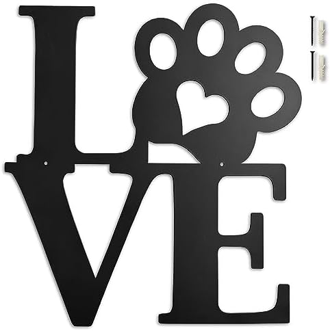 Acopelo Black Metal Wall Decor with Paw Print