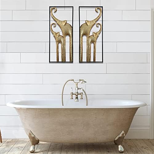 HKaikzo Set of 2 Gold Elephant Wall Art