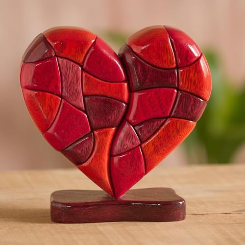 Red Romantic Love Heart Shaped Wood Sculpture 625 Inch Tall