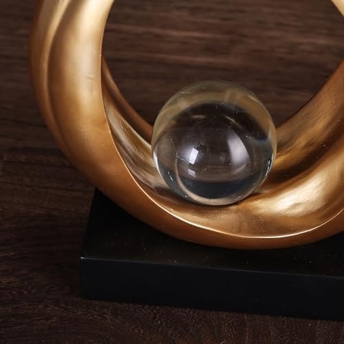 Golden Wave Resin Origami Statue for Home Office Decor