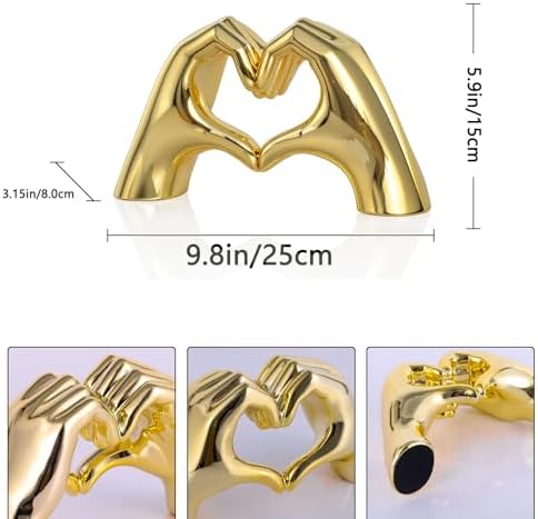 Gold Heart Hands Sculpture for Home Decor