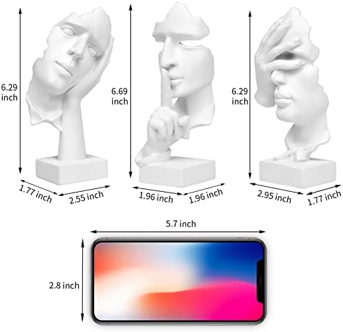 3 Pcs Thinker Statue Abstract Art Resin Sculptures Home Decor