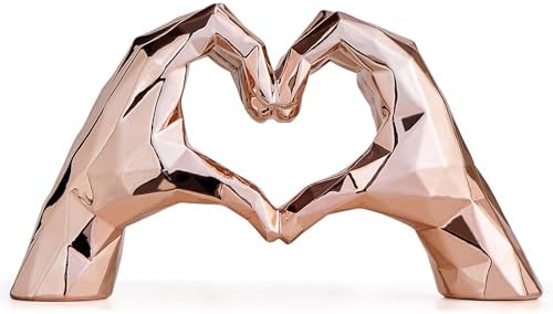 Rose Gold Heart Hands Sculpture Modern Art Decor