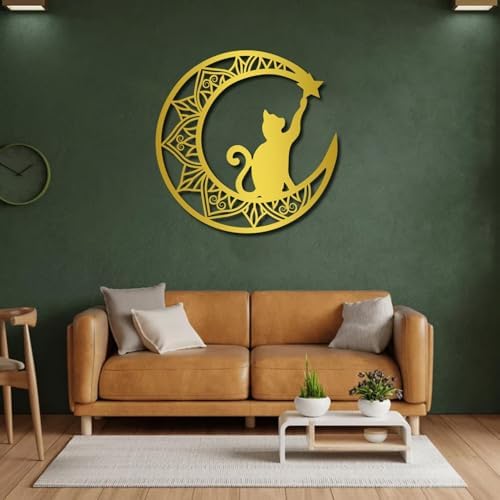 Feuwile Cat Metal Wall Art Black 19x19cm