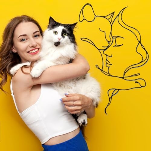 Minimalist Cat and Girl Wall Art Decor