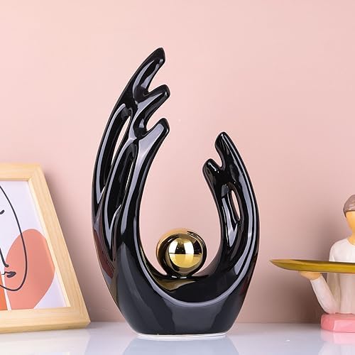 XMGZQ Black and Gold Ceramic Statue Modern Home Decor