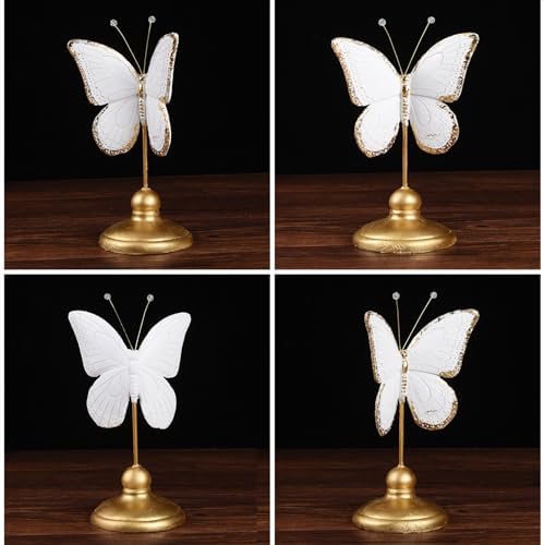 BRABUD Resin Butterfly Statue Gold White Modern Decor