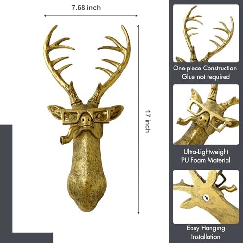 Montresor Deer Head Wall Mount Gold Decor Art