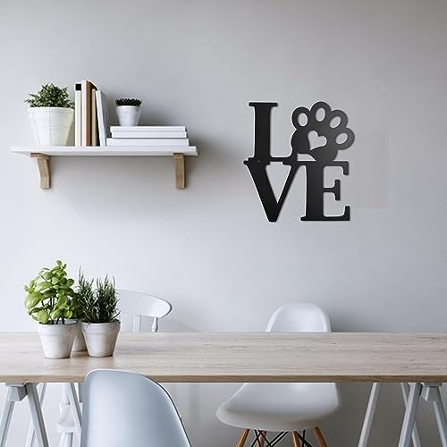 Acopelo Black Metal Wall Decor with Paw Print