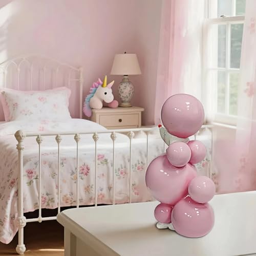 DiliComing Pink Balloon Dog Statue Decor