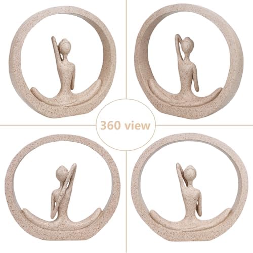 Yoga Lady Statue Sandstone Modern Zen Sculpture Decor