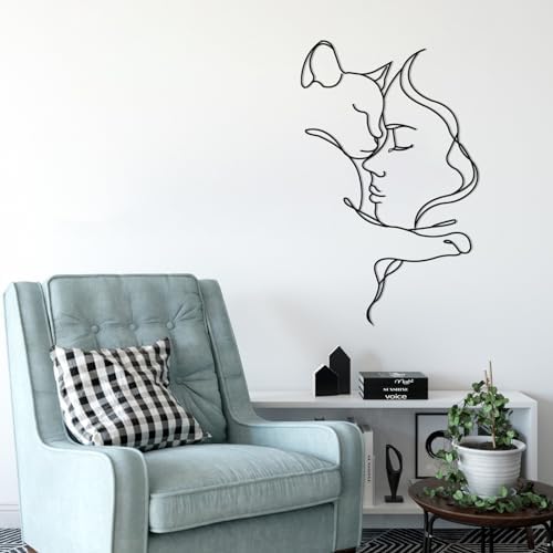 Cat and Woman Wall Art Sculpture 24x15
