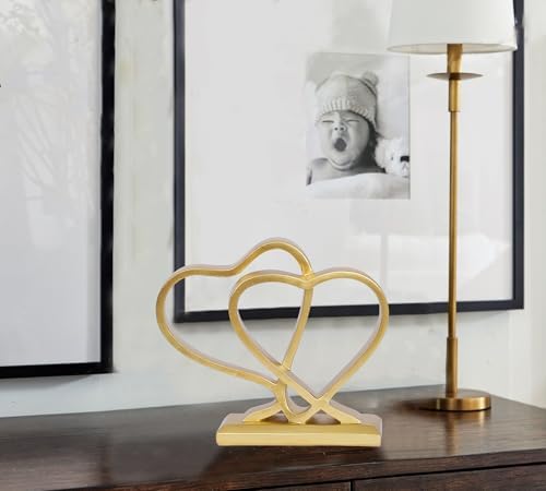 Modern Gold Heart Sculpture Decor for Home Office