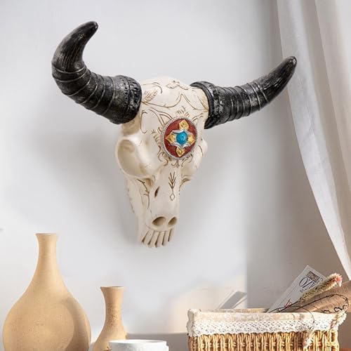 GDSPD Silver Cow Skull Wall Decor Sculpture