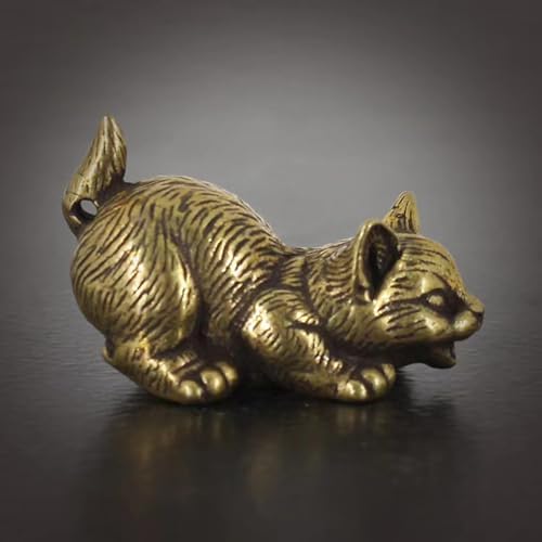 Stylish Brass Cat Statue Home Office Decor