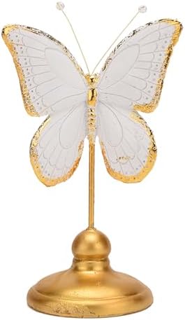 BRABUD Resin Butterfly Statue Gold White Modern Decor