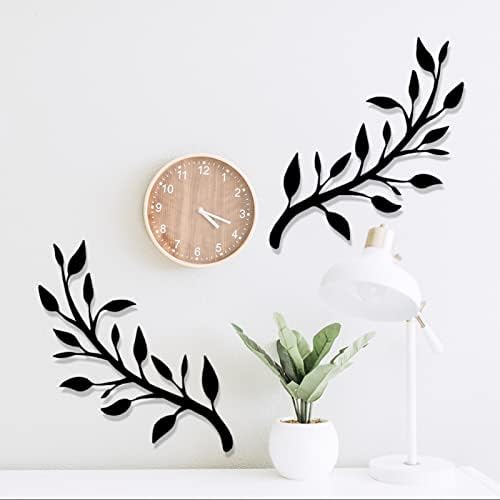 Yuzhuo 2 Pieces Black Metal Tree Leaf Wall Decor Sculptures