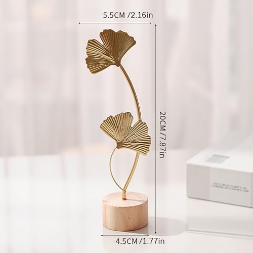 3PCS Gold Leaf Statues Modern Metal Art Sculptures with Base