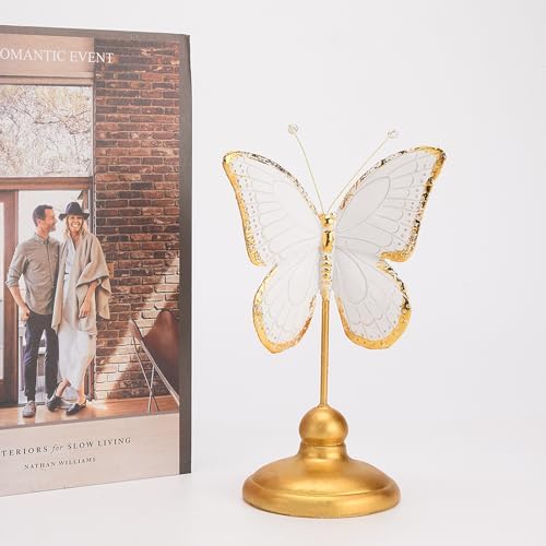 BRABUD Resin Butterfly Statue Gold White Modern Decor