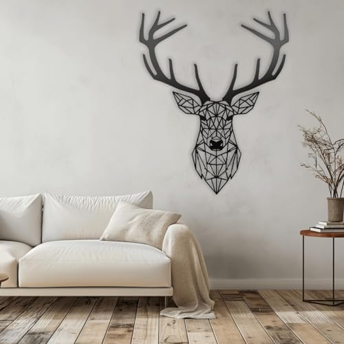 XXQ Geometric Deer Wall Art Metal Decor 19x19