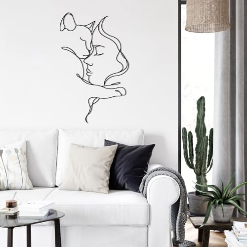 Cat and Woman Wall Art Sculpture 24x15
