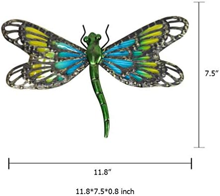 HONGLAND 2Pcs Metal Dragonfly Wall Art Sculpture Gradient Blue Green