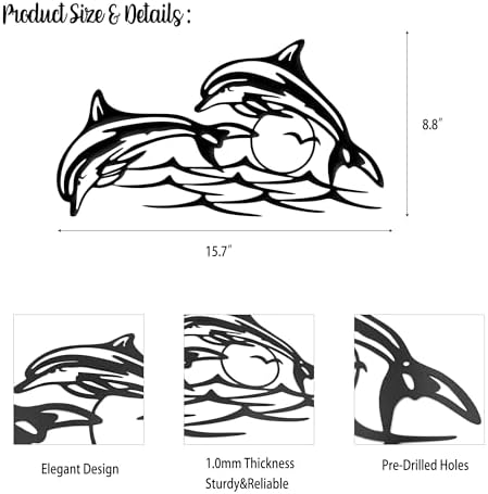 Xedatric Metal Dolphin Wall Art 157x88 Inch