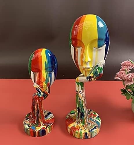 Suruim Colorful Female Face Abstract Sculpture Statue